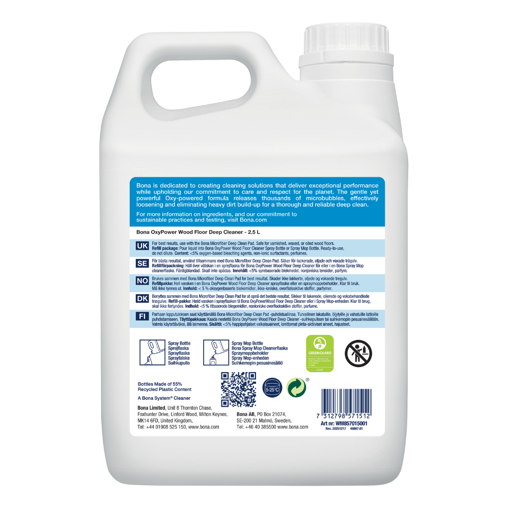 Bona OxyPower Wood Deep Clean Spray Mop refill 2.5litre - Image 2
